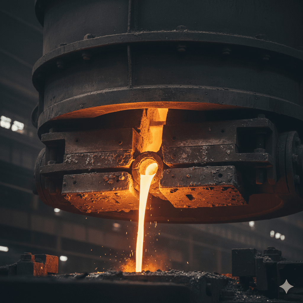 Ladle nozzle system controlling molten steel flow